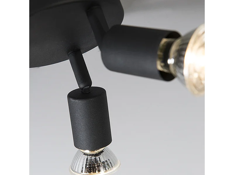 Spot industriel noir inclinable rond 3 lumières - Jeany