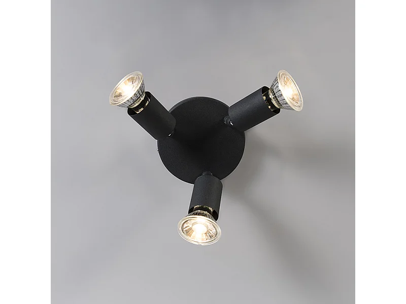 Spot industriel noir inclinable rond 3 lumières - Jeany
