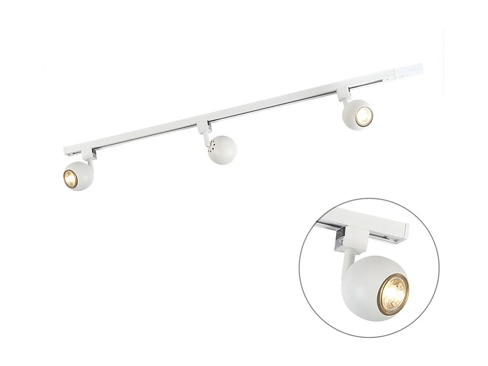 Système sur rail moderne blanc 3 lumières monophasé - Gissi