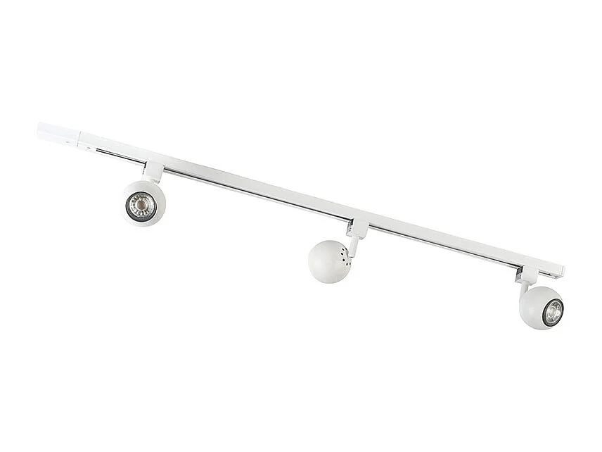 Système d'éclairage sur rail moderne avec 3 spots blancs monophasé - Iconic Gissi