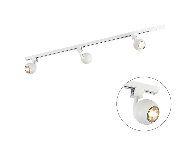 Système sur rail moderne blanc 3 lumières monophasé - Gissi