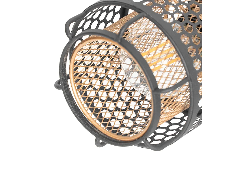 Plafonnier design noir doré 3 lumières rond - Noud