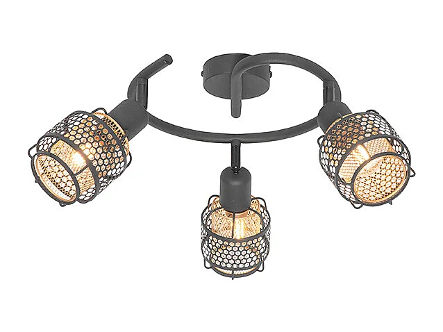 Plafonnier design noir doré 3 lumières rond - Noud