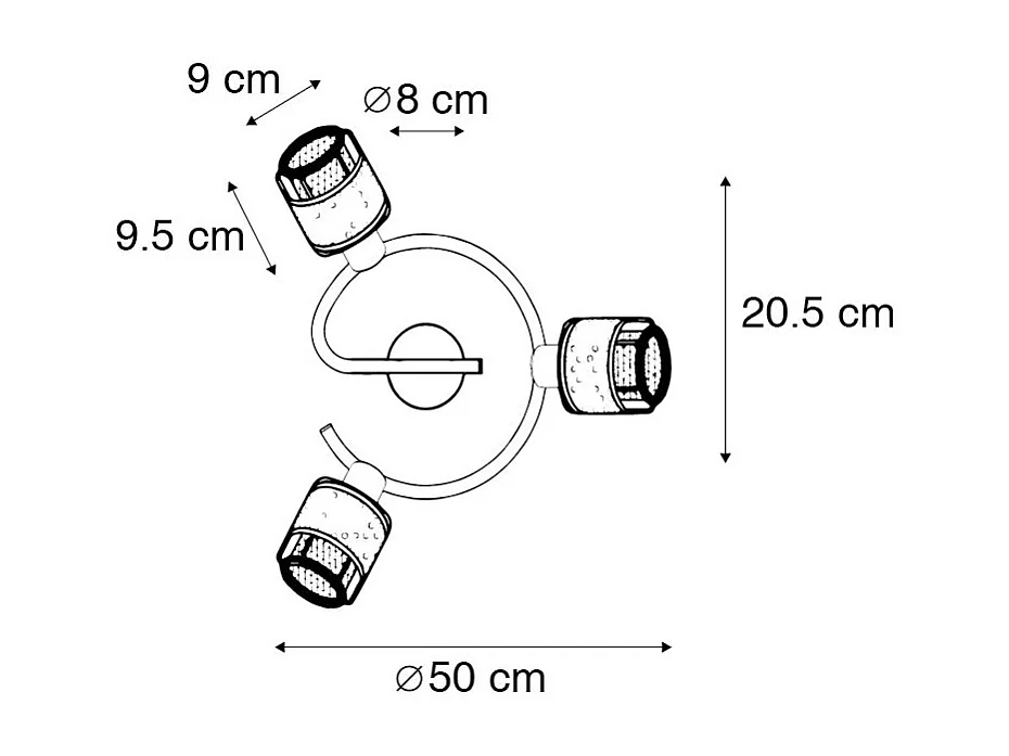 Plafonnier design noir avec or 3 lumières rond - Noud