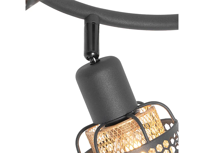 Plafonnier design noir avec or 3 lumières rond - Noud