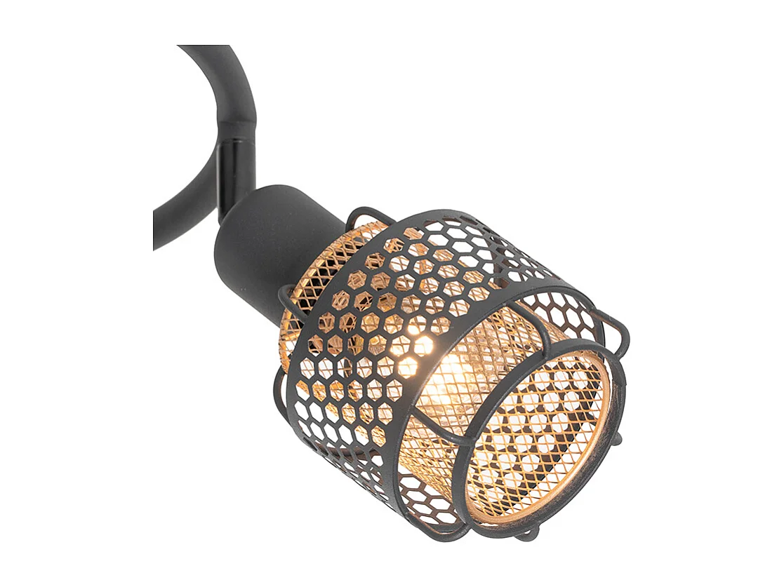 Plafonnier design noir avec or 3 lumières rond - Noud