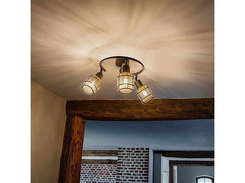 Plafonnier design noir avec or 3 lumières rond - Noud