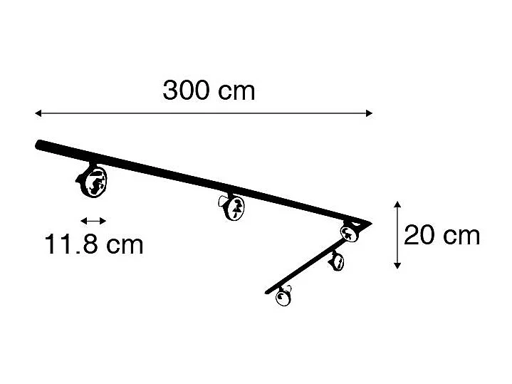 Système sur rail avec 5 spots noirs monophasé - Go