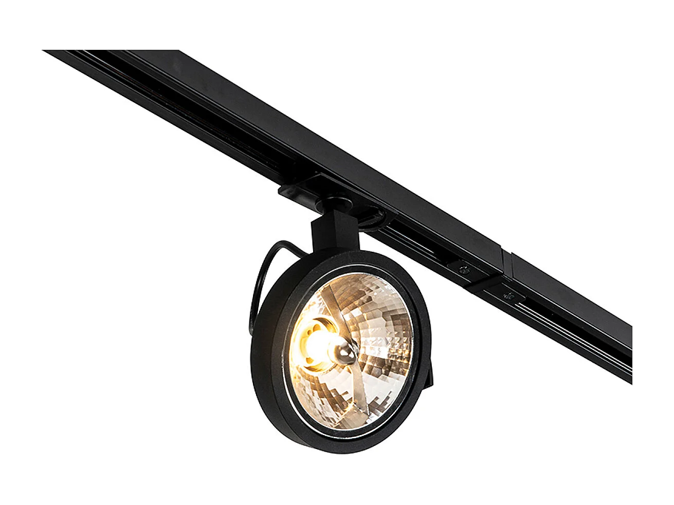 Système sur rail avec 5 spots noirs monophasé - Go
