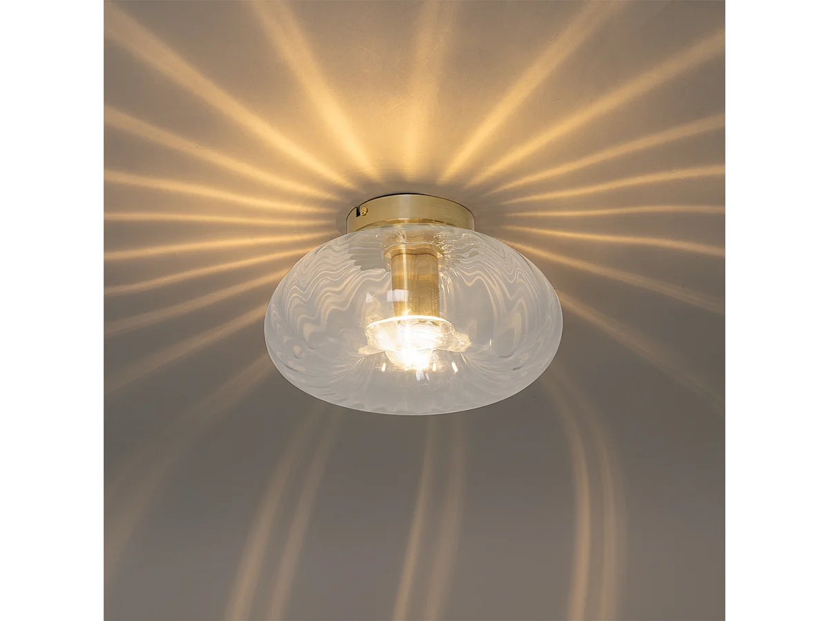 Plafonnier Art Déco doré avec verre - Ayesha