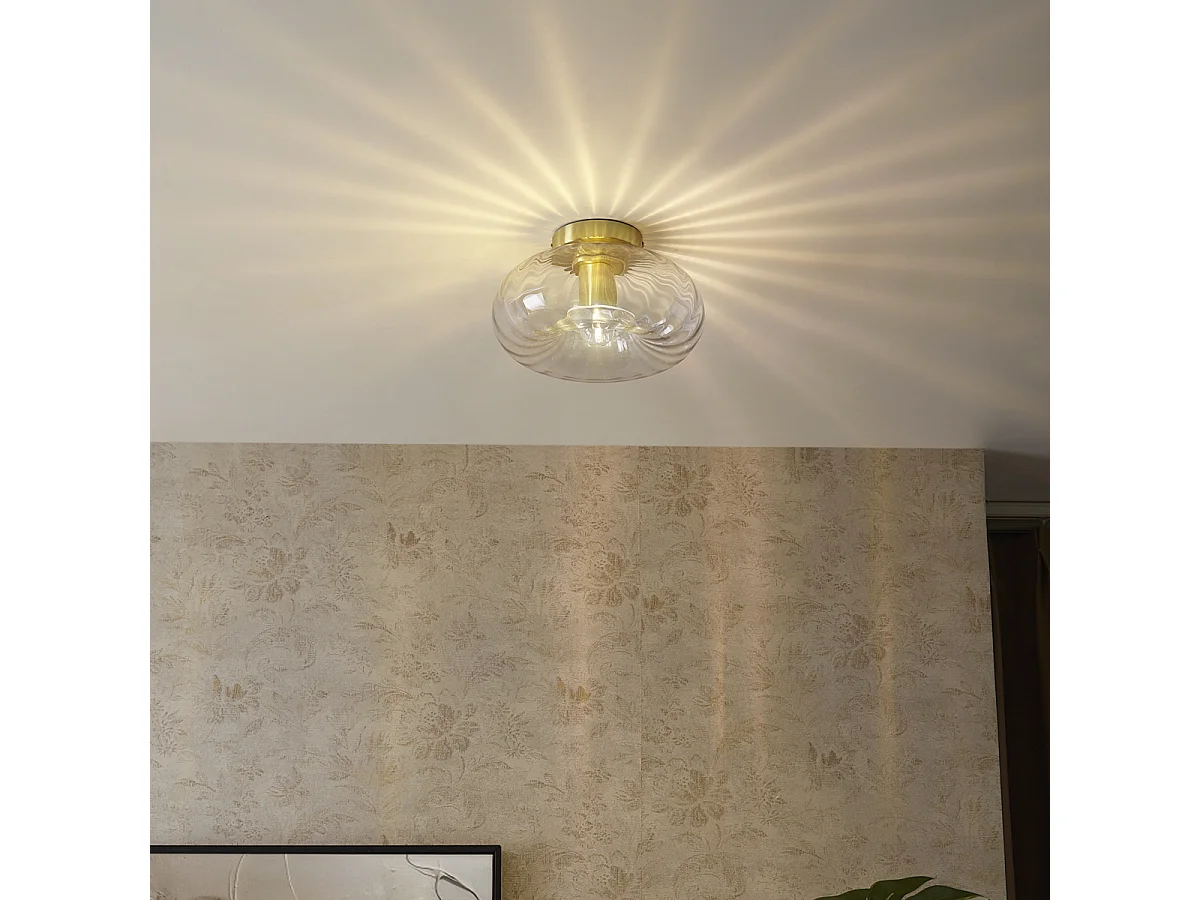 Plafonnier Art Déco doré avec verre - Ayesha