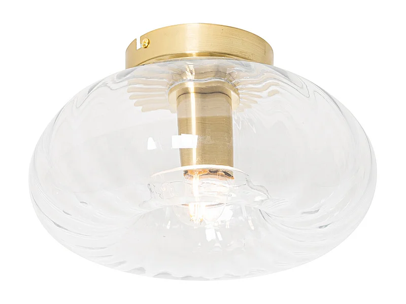Plafonnier Art Déco doré avec verre - Ayesha