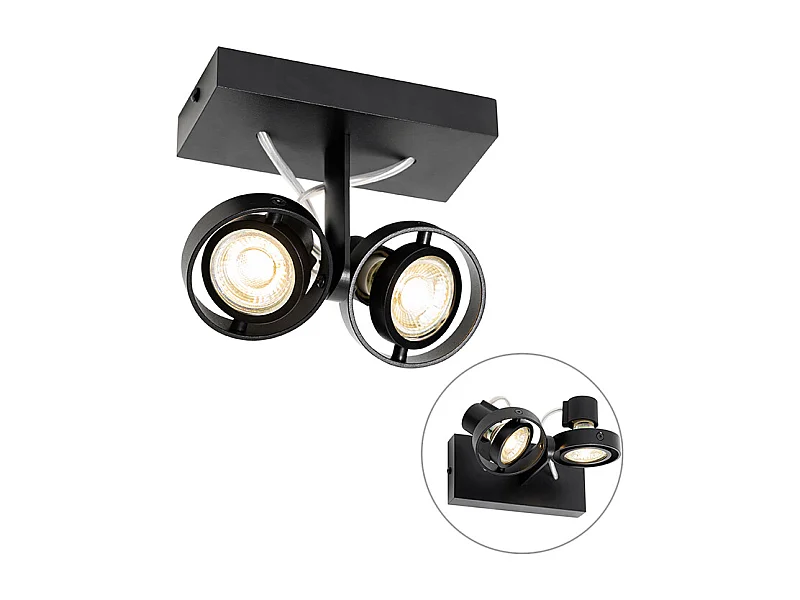 Spot moderne noir 2 lumières - Master 50