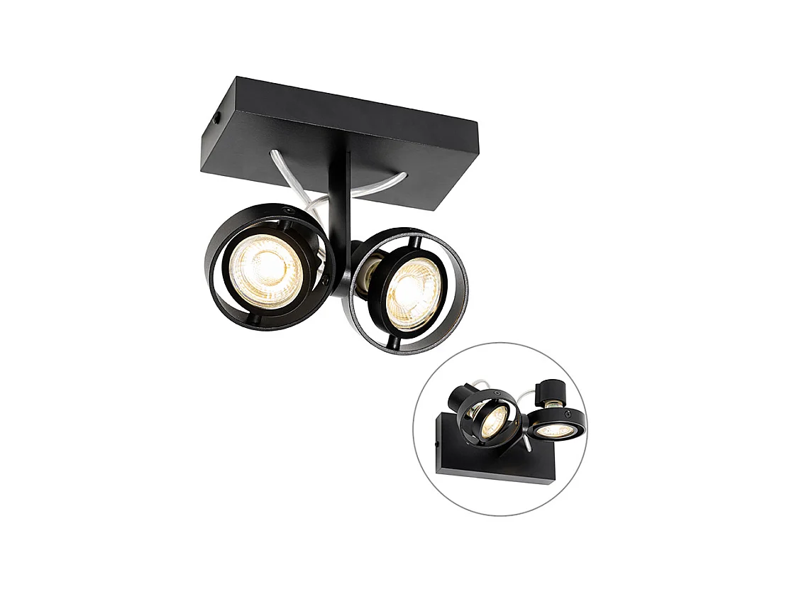 Spot moderne noir 2 lumières - Master 50