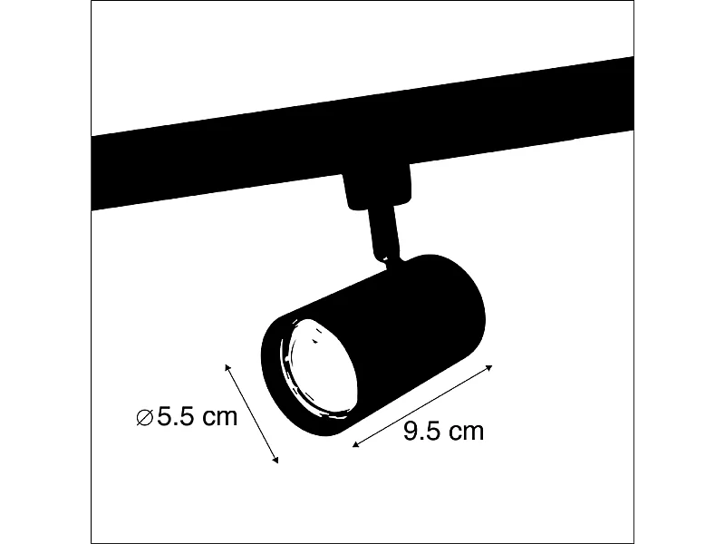Spot sur rail intelligent noir monophasé avec Wifi GU10 - Iconic Jeana