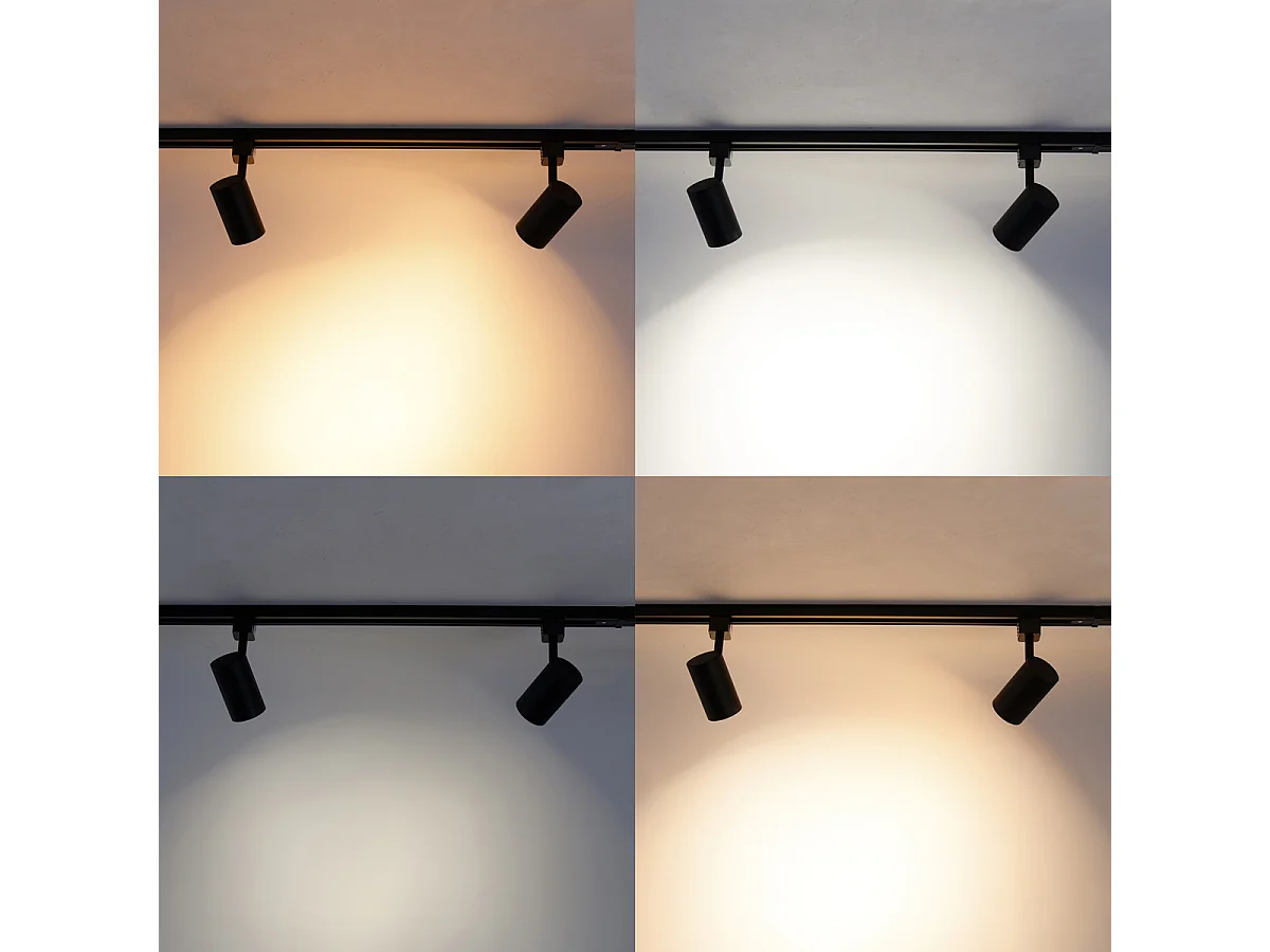 Spot sur rail intelligent noir monophasé avec Wifi GU10 - Iconic Jeana