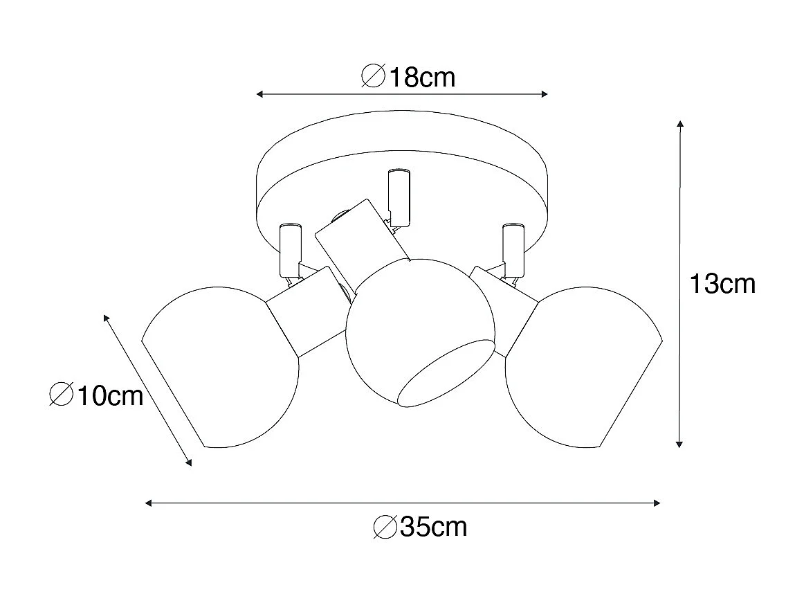 Plafonnier Art Déco doré avec verre vert 3 lumières - Vidro