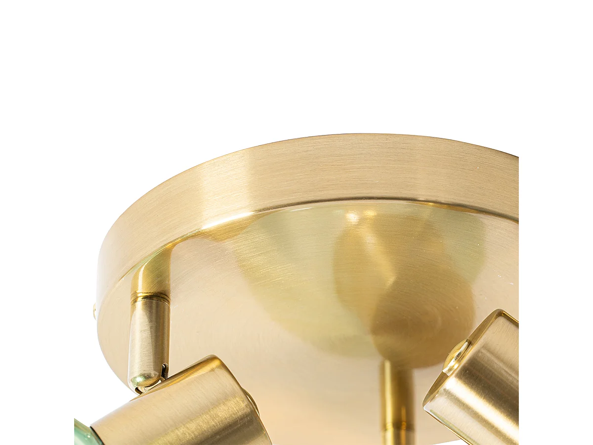 Plafonnier Art Déco doré avec verre vert 3 lumières - Vidro