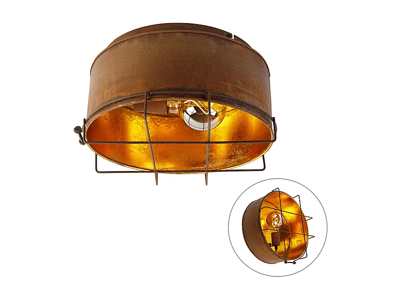 Plafonnier industriel brun rouille 35 cm - Barril