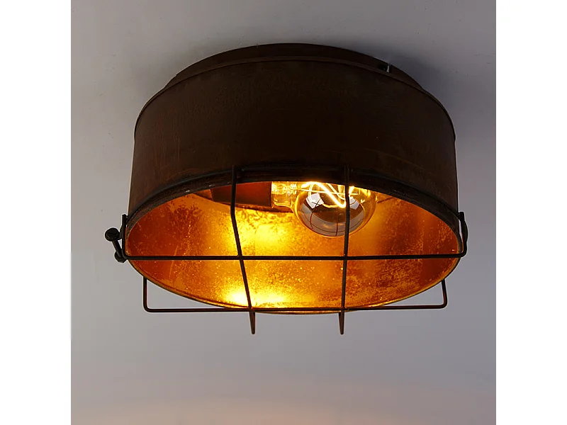 Plafonnier industriel brun rouille 35 cm - Barril