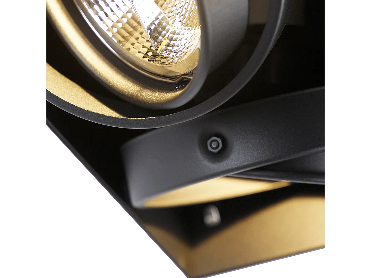 Lot de 3 spots encastrés noirs GU10 AR111 sans bordure 2 lumières - Oneon