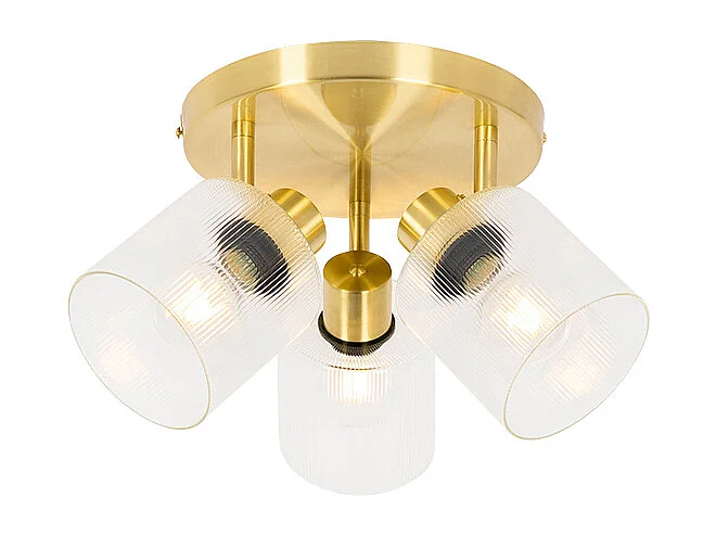 Spot de plafond doré avec verre 3 lumières orientable rond - Laura