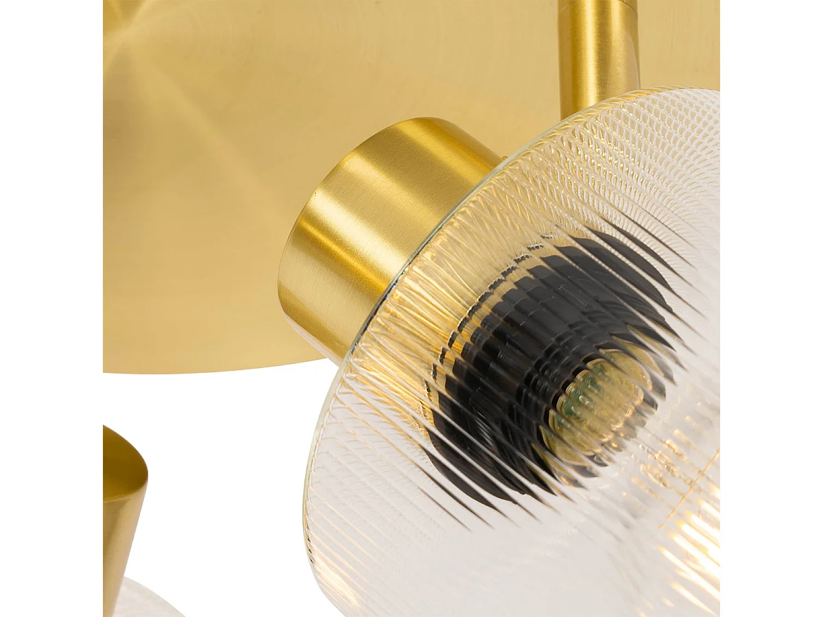 Spot de plafond doré avec verre 3 lumières orientable rond - Laura