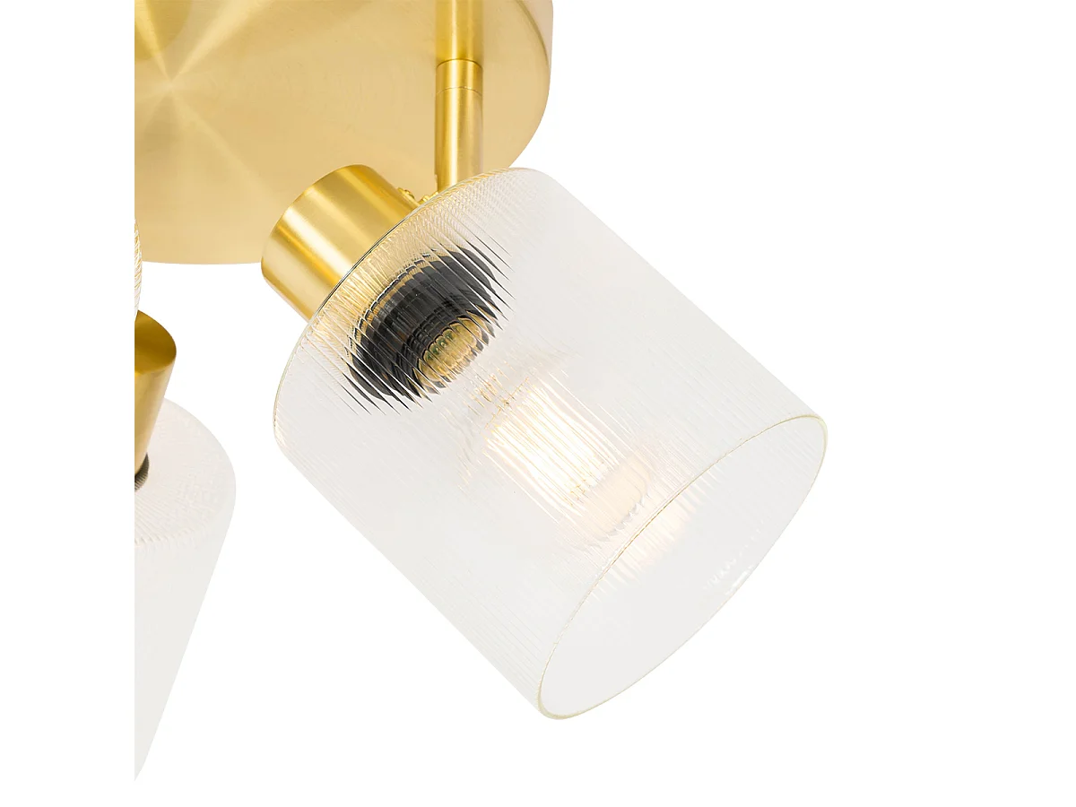 Spot de plafond doré avec verre 3 lumières orientable rond - Laura