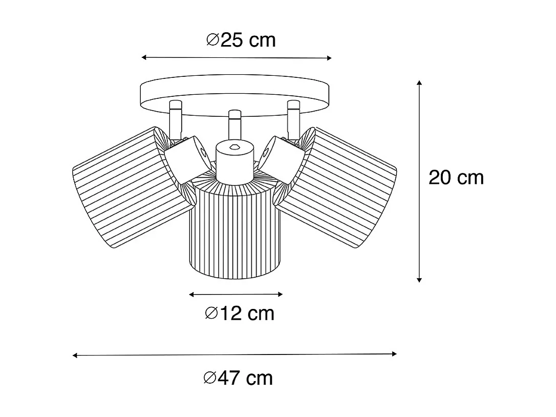 Spot de plafond doré avec verre 3 lumières orientable rond - Laura