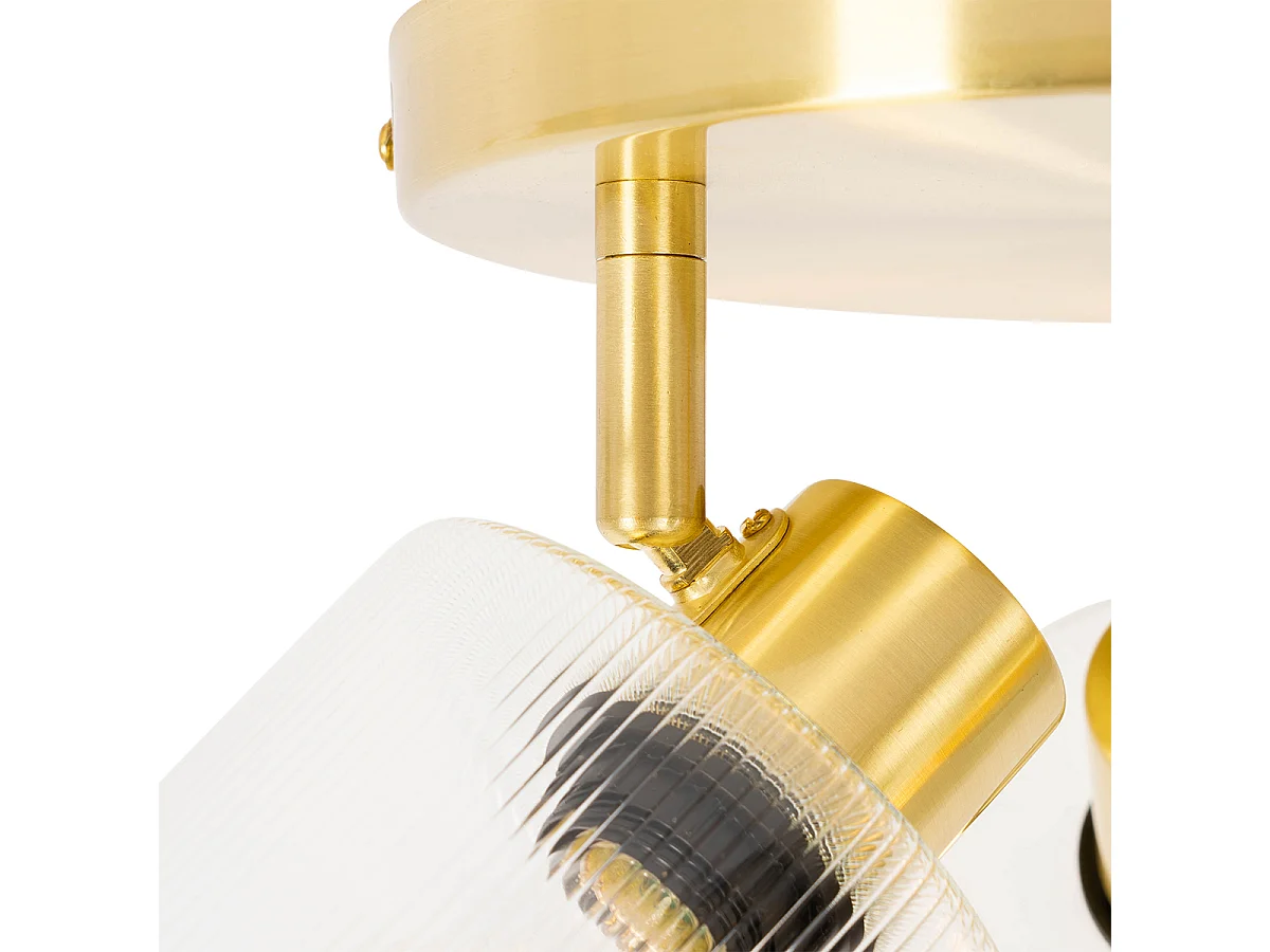 Spot de plafond doré avec verre 3 lumières orientable rond - Laura
