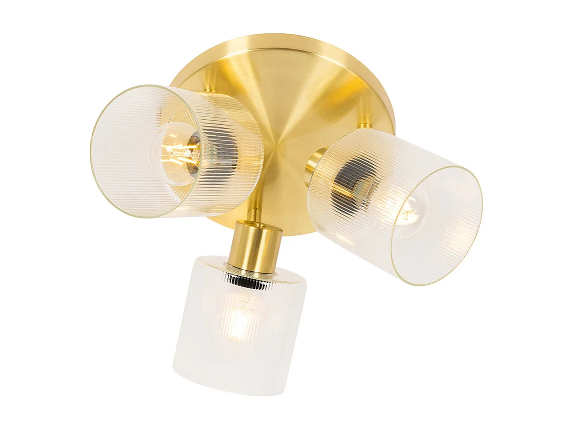 Spot de plafond doré avec verre 3 lumières orientable rond - Laura