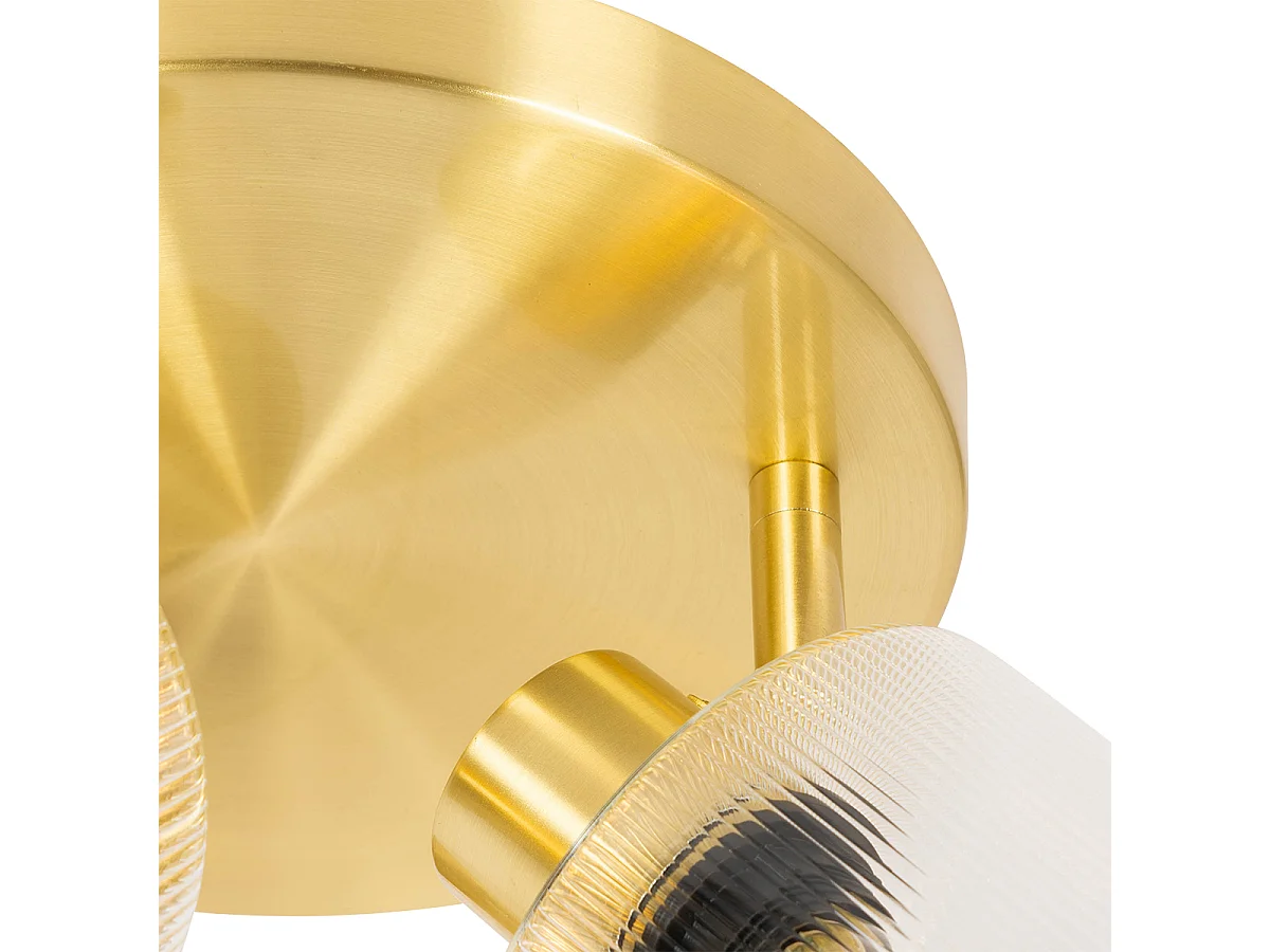 Spot de plafond doré avec verre 3 lumières orientable rond - Laura