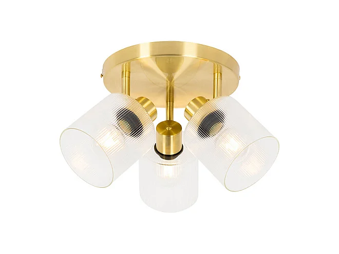 Spot de plafond doré avec verre 3 lumières orientable rond - Laura