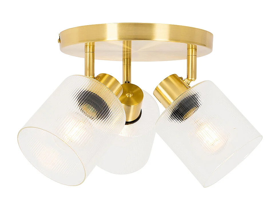Spot de plafond doré avec verre 3 lumières rond réglable - Laura