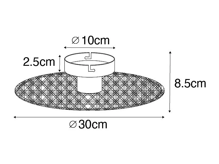Plafonnier et applique Country noir avec rotin 35 cm - Kata