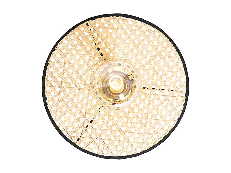 Plafonnier et applique Country noir avec rotin 35 cm - Kata