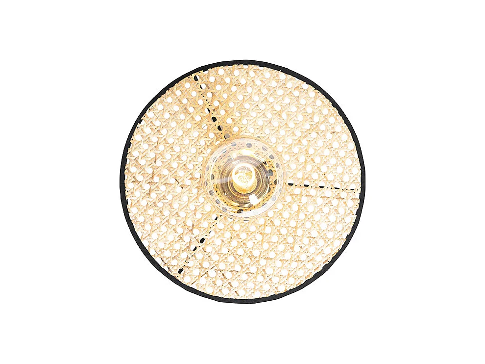 Plafonnier et applique rustique noir avec rotin 30 cm - Kata