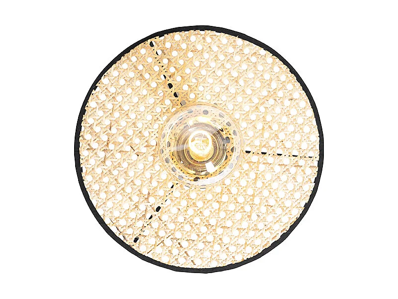 Plafonnier et applique rustique noir avec rotin 30 cm - Kata