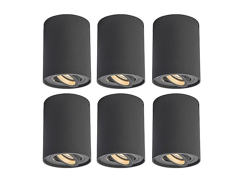 Lot de 6 spots intelligents gris foncé avec WiFi GU10 - Rondoo up