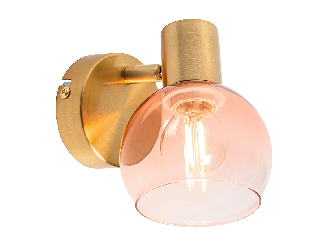 Spot Art Déco or avec verre rose - Vidro
