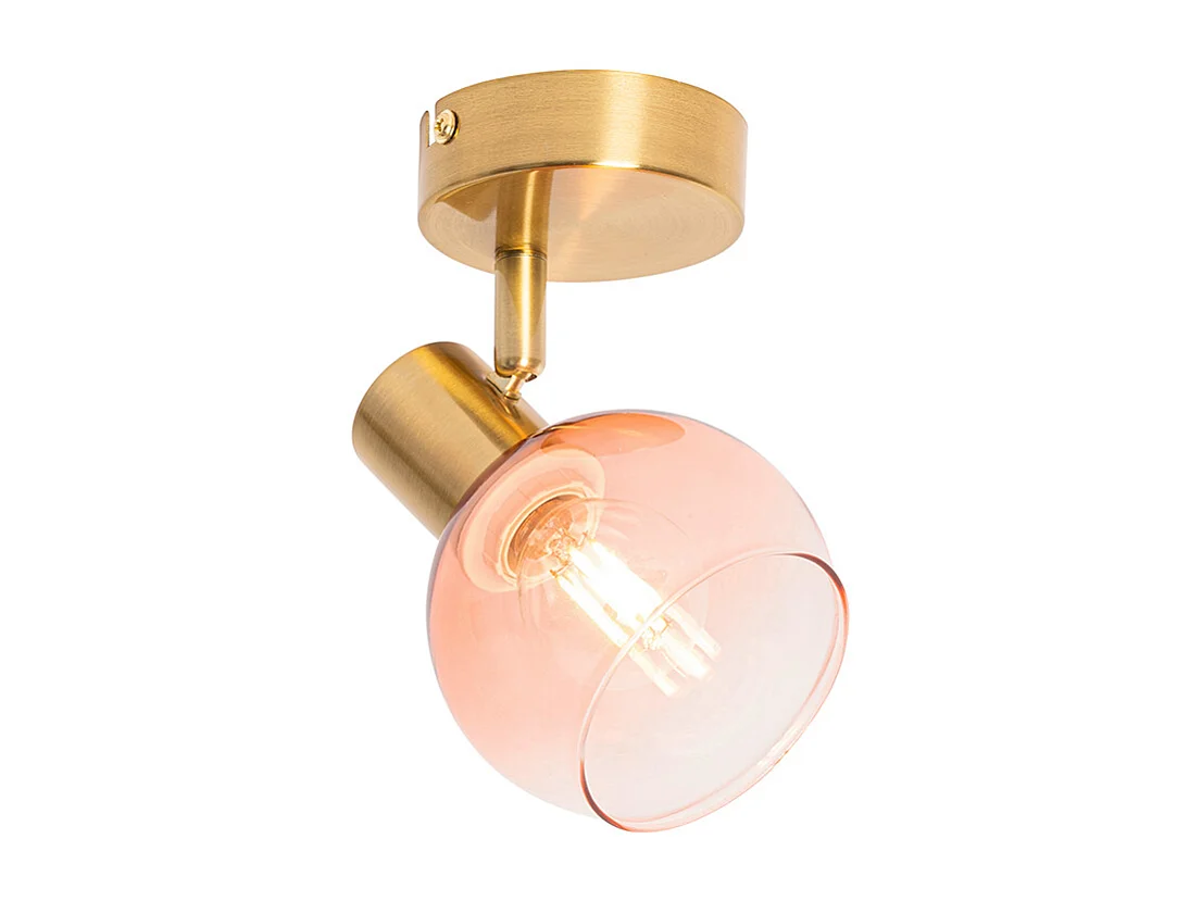 Spot Art Déco or avec verre rose - Vidro