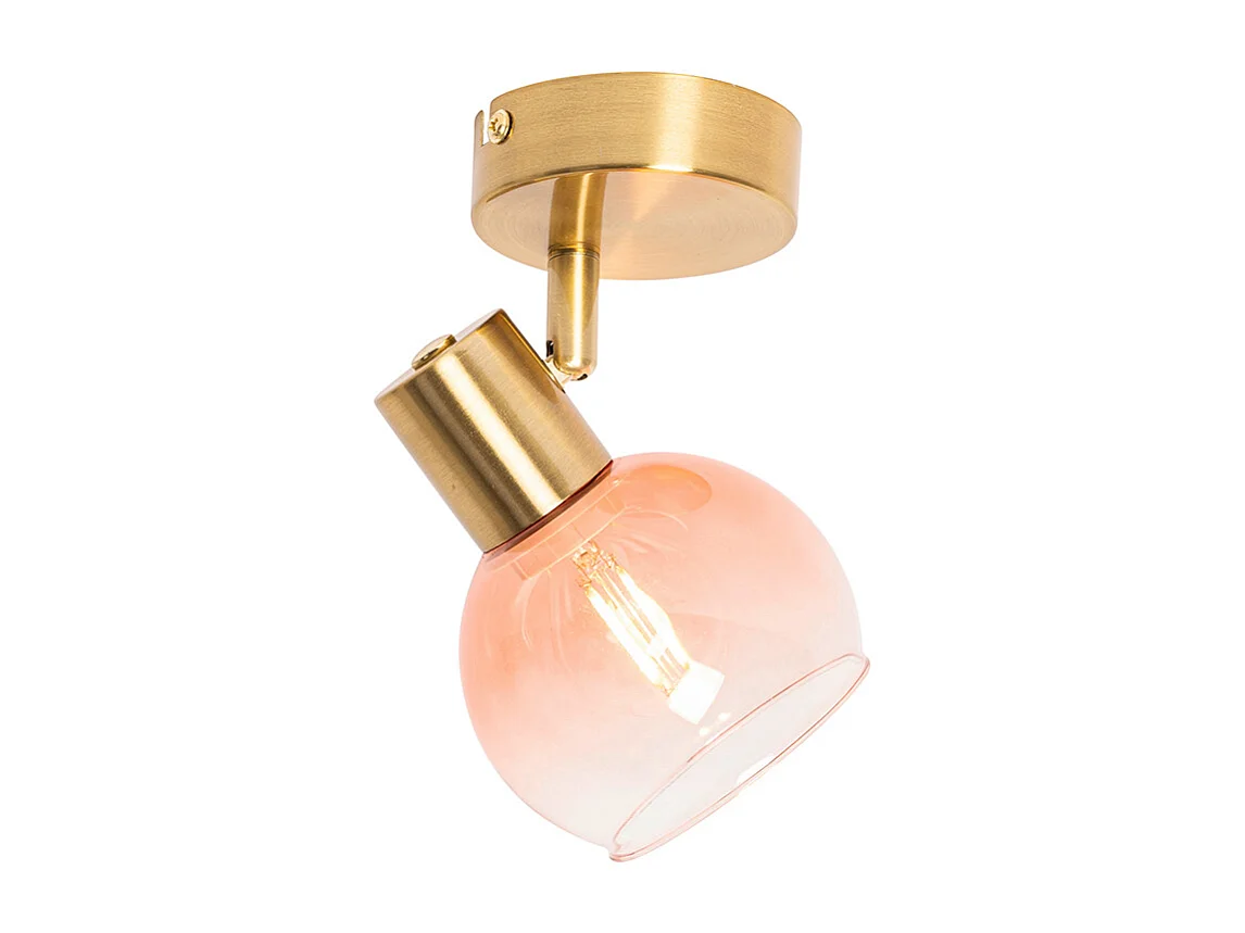 Spot Art Déco or avec verre rose - Vidro