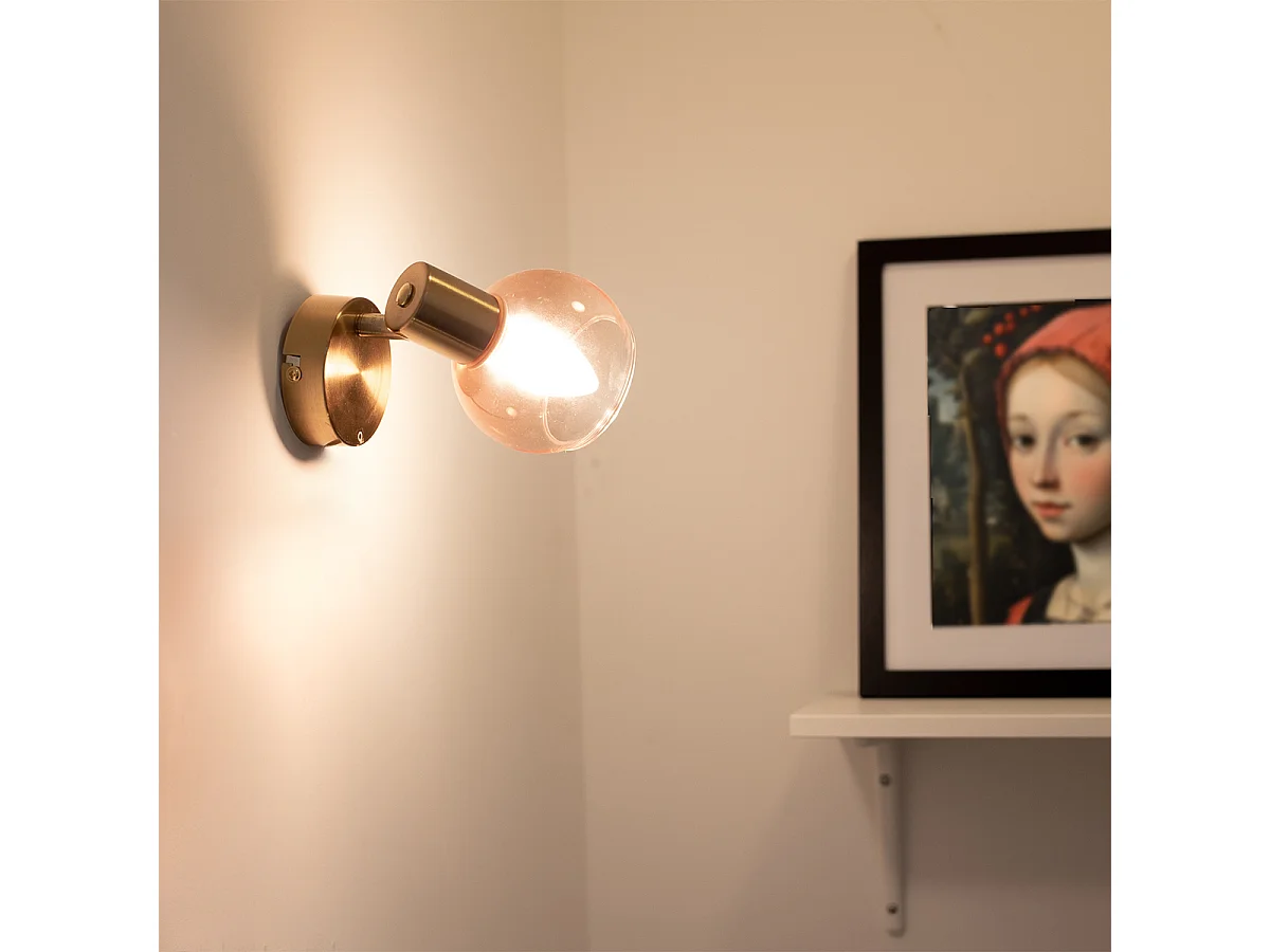 Spot Art déco doré avec verre rose - Vidro