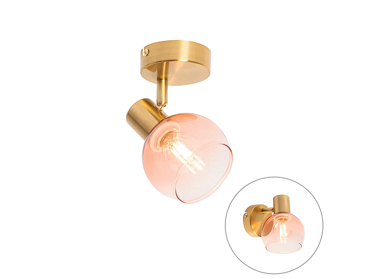 Spot Art déco doré avec verre rose - Vidro