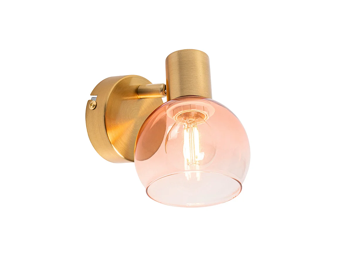 Spot Art déco doré avec verre rose - Vidro
