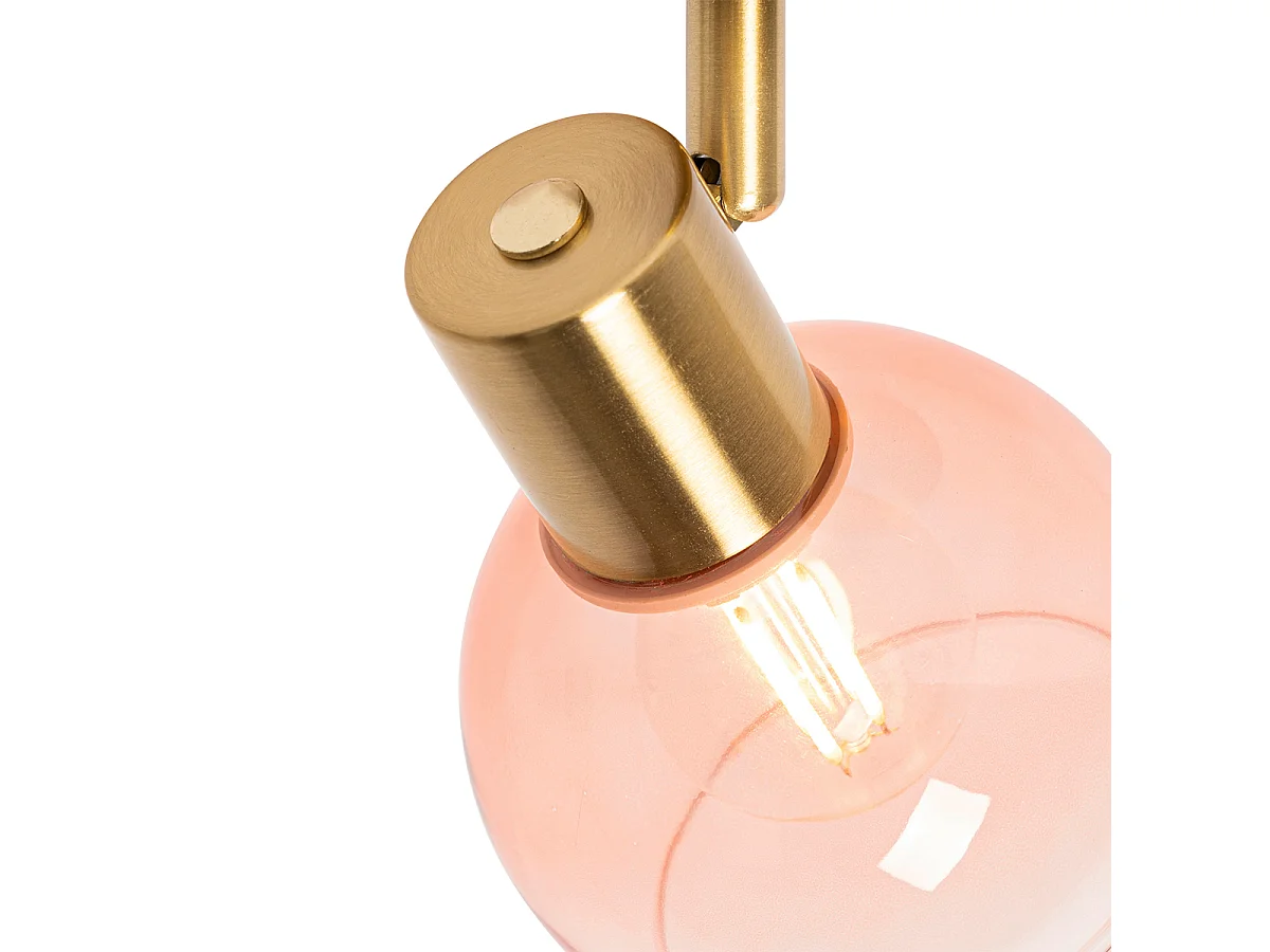 Spot Art déco doré avec verre rose - Vidro