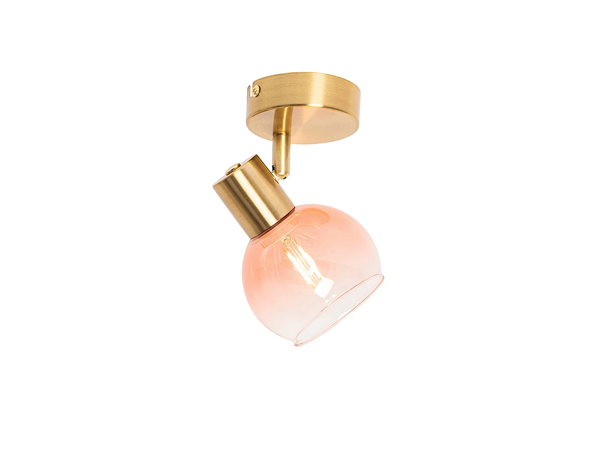 Spot Art déco doré avec verre rose - Vidro