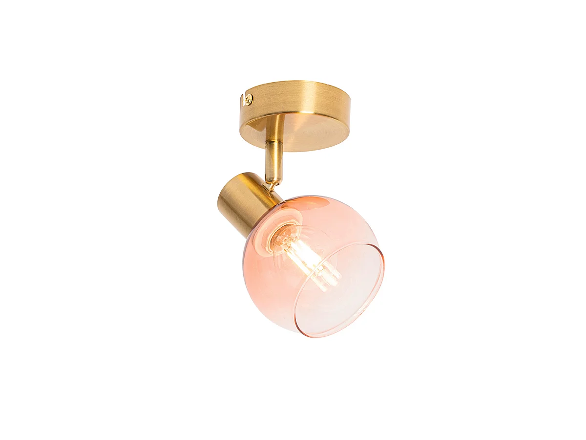 Spot Art déco doré avec verre rose - Vidro