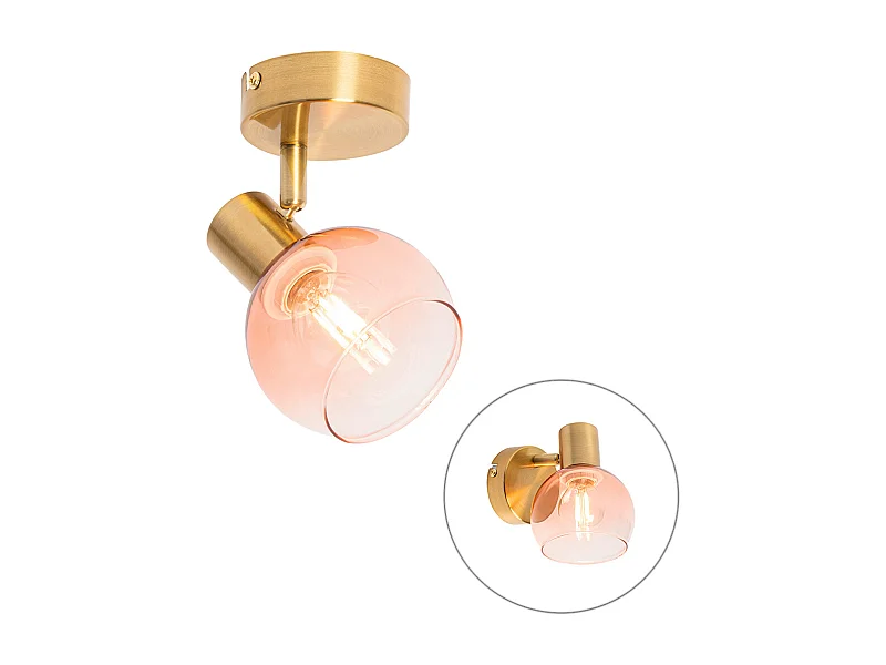Spot Art déco doré avec verre rose - Vidro