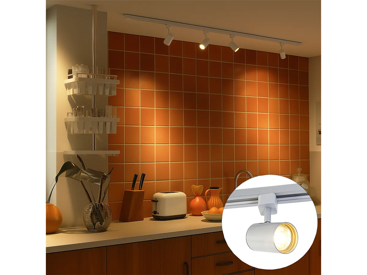 Système sur rail moderne argent 4 lumières monophasé - Yade